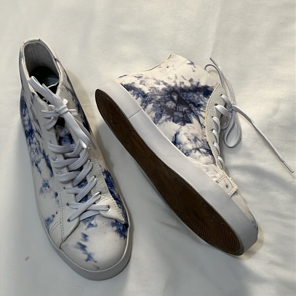OTBT Hologram White/Blue Tie Dye Leather High-Top Sneakers - Picture 11 of 11